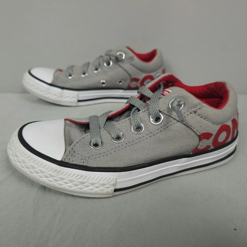 Converse Chuck Taylor All Star Low Shoes Junior Boy Size 12 Gray Red Canvas